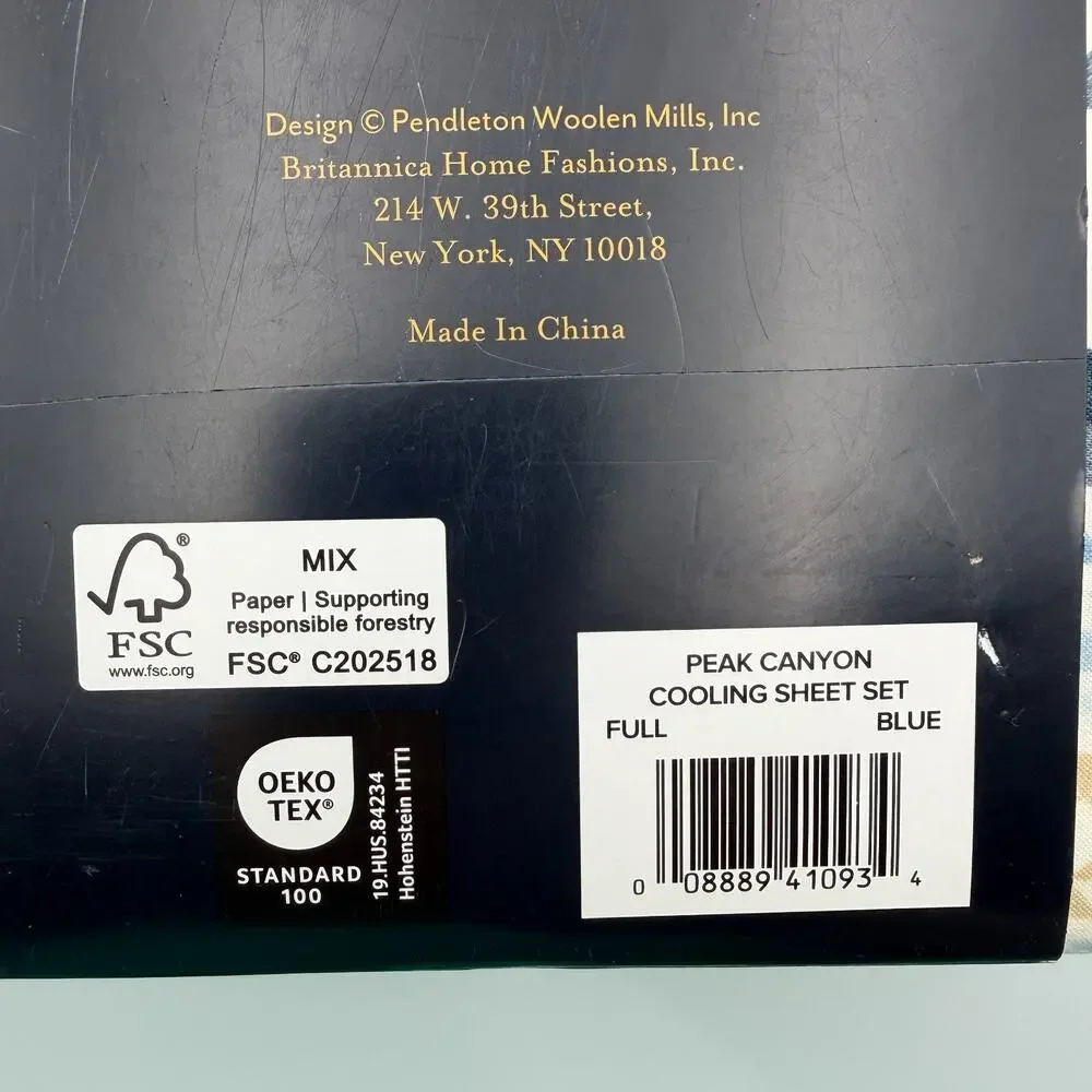 Pendleton Peak Canyon Blue FULL Sheet Set Southwestern Cooling 4 Piece NWT